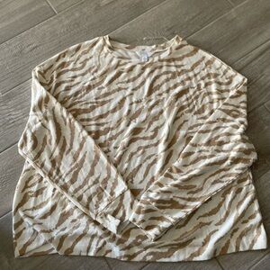 Time and Tru Beige and Cream Animal Print Top
